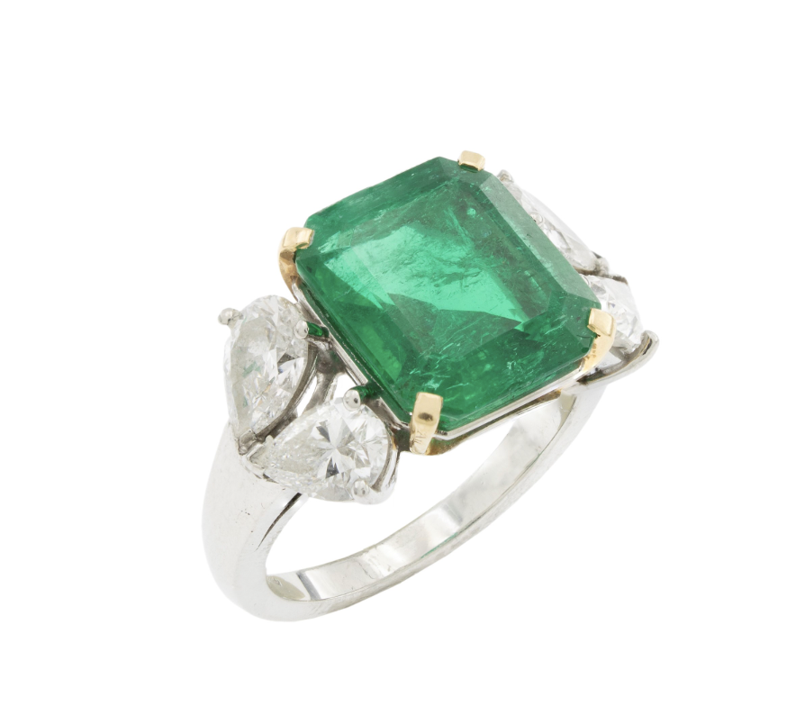Anillo esmeralda · Platino y Oro 18k · c.1985